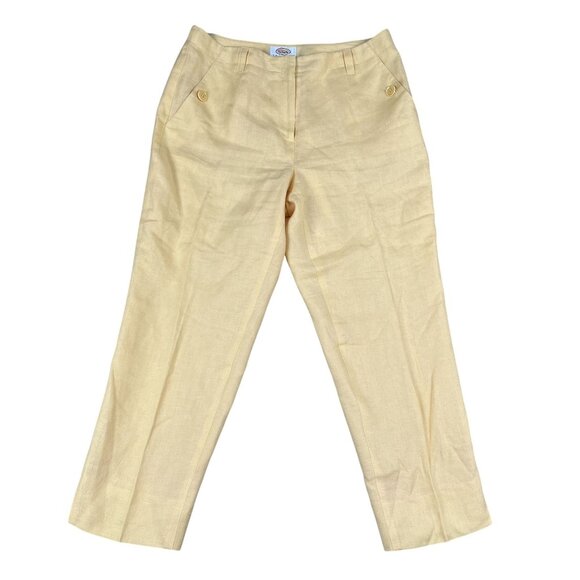 Talbots Womens Butter Yellow 100% Irish Linen Pants Sz 12 - Picture 1 of 7